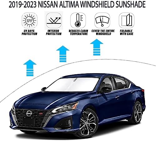 D-Lumina Windshield Sun Shade for 2019-2025 Nissan Altima Accessories, Front Window Sunshade Sun Visor Protector Block UV Rays Heat, Foldable 2 Layers 210T Material - Image 2