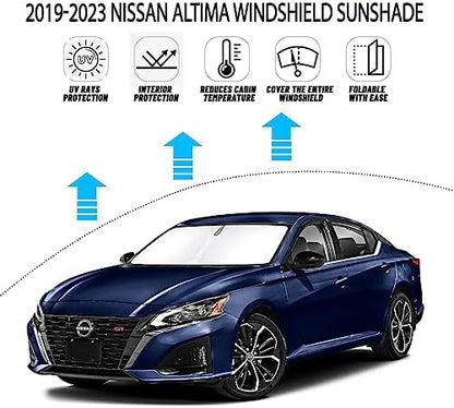 D-Lumina Windshield Sun Shade for 2019-2025 Nissan Altima Accessories, Front Window Sunshade Sun Visor Protector Block UV Rays Heat, Foldable 2 Layers 210T Material - Image 2