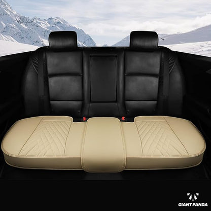 GIANT PANDA Premium PU Leather Rear Car Seat Cover Protector, Luxury Adjustable Anti-Slip Bottom Bench Seat Cover (50~55.5''),Fits 90% of Vehicles, Back Seat Cover, Beige - Image 2