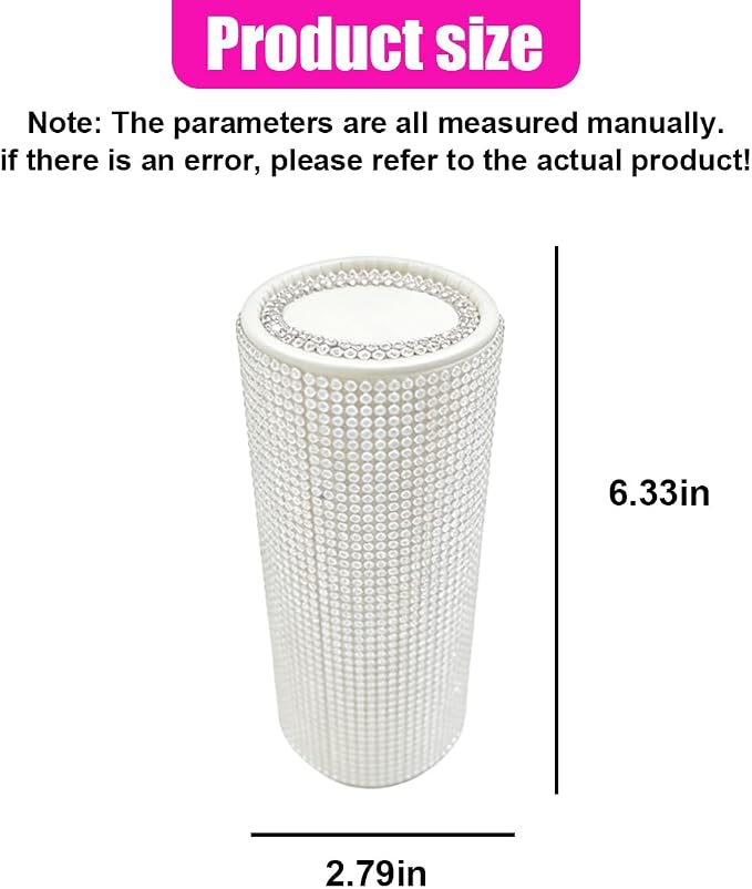 Craedli Bling Car Tissue Holder for Cup Holder, Sparkly Crystal Rhinestone Round Cylinder Car Tissue Box, Refillable Tissues Dispenser Auto Interior Paper Napkin Container with 1 Pack Tissues (White) - Image 2