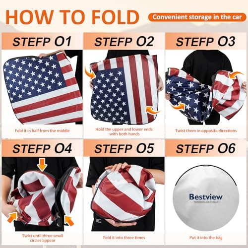 Bestview American Flag Windshield Sunshade for 2009-2018 Dodge Ram 1500，Custom Fit Foldable Front Window Sunshade Sun Visor Accessories Protector Block UV Rays Heat, Keep Your Car Cooler - Image 5
