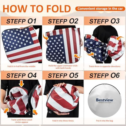 Bestview American Flag Windshield Sunshade for 2010-2025 Dodge Ram 2500 3500,Custom Fit Foldable Front Window Sunshade Sun Visor Accessories Protector Block UV Rays Heat, Keep Your Car Cooler - Image 5