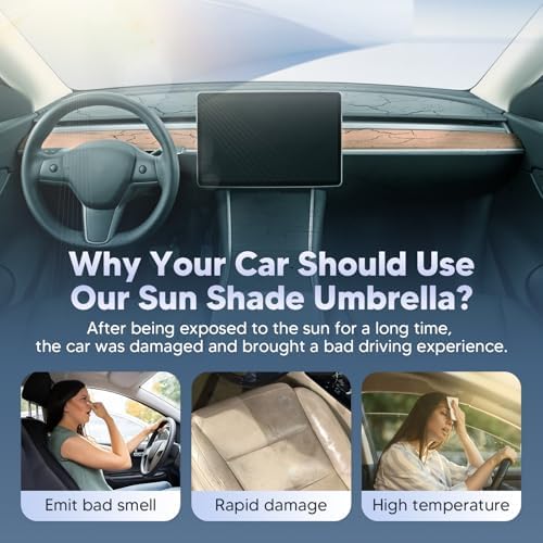 Autorder Windshield Sun Shade Umbrella for 2011-2020 Toyota Sienna Accessories,Upgraded Ice Crystal Material,Easy Setup Umbrella Sunshade for Car Windshield,100% Sun Blocking - Image 3