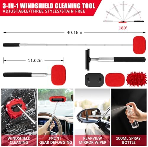 45Pcs Car Wash Cleaning Kit with High Power Handheld Vacuum Windshield Cleaning Tool with Side Mirror Squeegee Detailing Brushes Tire Brush Towels Complete Detailing Set for Car - Image 2