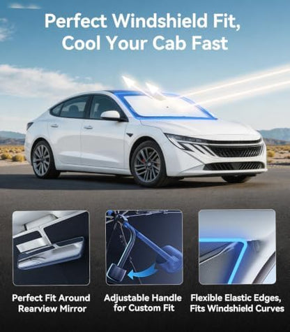 Nmoiss [Vinyl Coating Heat Shield] Windshield Sun Shade Umbrella Custom for Nissan Sentra, Protect Car from Sun Rays & Heat Damage Keep Cool and Protect Interior - Image 5