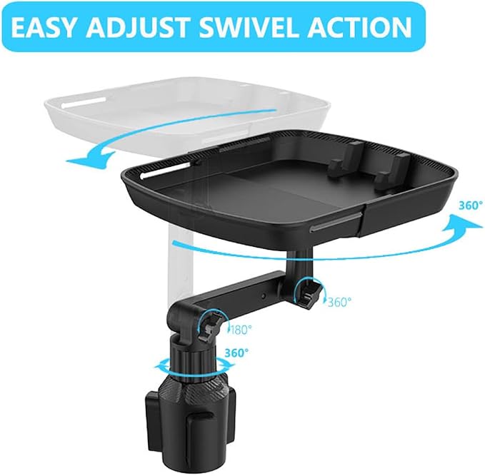 Cup Holder Tray Table, Expander Car Drink Food Tray for Eating, 360º Rotating Adjustable Stretchable Non-Slip Car Cup Holder Trays, Cars Interior Organizer Accessories(Black,Size:8inch) - Image 6