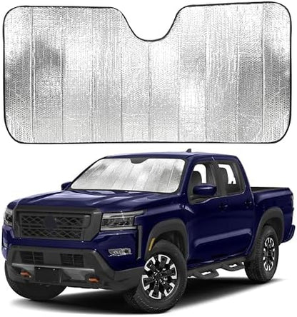 EcoNour Accordion Car Windshield Sun Shade for Trucks | Car Window Shades for Large SUVs & Pickups | UV Blocker Sun Visor for Interior Protection & Heat Control | XL (66 x 27 Inches) by EcoNour
