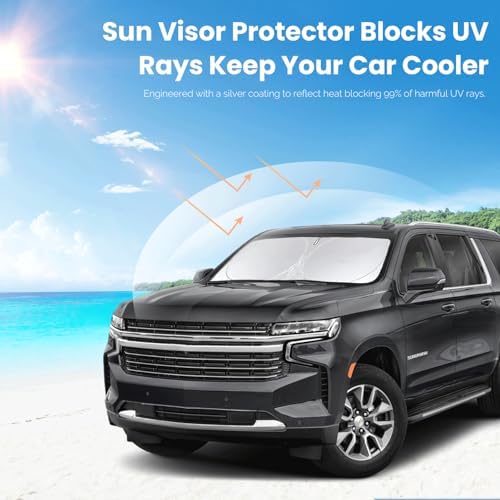 Windshield Sunshade for Chevrolet Suburban 2021-2025 2026 Sun Visor - Image 5