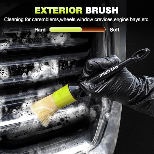 MVEQRRN 10PCS Car Detailing Brush Set,Boars Hair Detail Brush Kit(Green) - Image 5