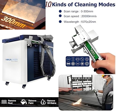 US STOCK 1500W Laser Cleaning Machine Double Wobble 10 Cleaning Modes up to 300mm Handheld Laser Cleaner Machine Remover for Metal Rust Paint Oil Dirt Stains Coating (220V) - Image 5