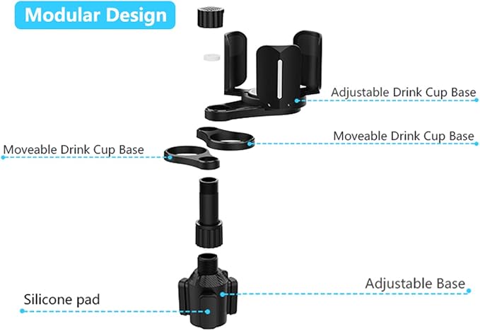 3 in 1 Car Cup Holder Expander with Adjustable Base, All Purpose Car Cup Holder and Organizer, Road Trip Essentials Car Accessories for Snack Bottles Cups Drinks (B03) - Image 5