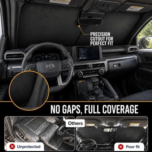 Zanch Custom Windshield Sun Shade for Toyota Tacoma 2016-2026, 7-Layer Heavy-Duty UV & Heat Block Protection, 3D Scanned Fit Front Window Shade, Instant Cooler, Foldable Truck Accessories - Image 3