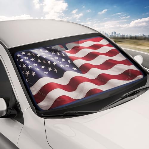 Motor Trend USA Americana Flag Car Windshield Sun Shade for Front Window, Foldable Car Sun Shade with Patriotic Graphic, Collapsible Sun Visor Sunshade for Cars Windshield (Large, 69 x 35 inches) - Image 3
