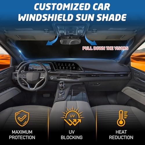 Windshield Sun Shade for Car, 63"x28.5" Universal Fit Front Window Sunshade with Double Steel Ring Frame, Car Sun Shade, UV Protection Windshield Cover with Storage Pouch (Beach) - Image 3