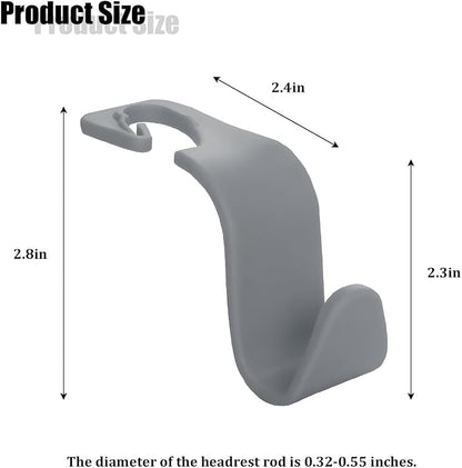 Car Seat Headrest Hook, 4PCS Vehicle Seat Back Hanger Storage Organizer for Handbag Purse Coat, Auto Interior Headrest Hook, Universal for SUV Automobile Truck (Gray) - Image 2