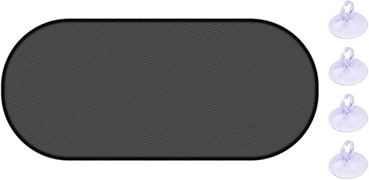 19.69 x 39.37 Inch Car Window Sunshade, Rear | mesh fabric, metal support frame, suction-cup mounting, twist-fold storage, UV and heat blocking by Unknown
