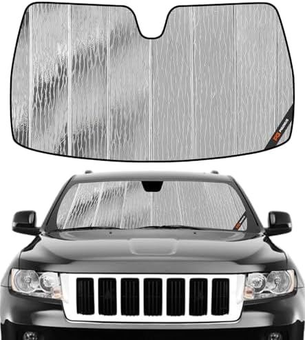 Pigenius Windshield Sunshade for Jeep Grand Cherokee 2011-2013 Front Window Shade Without Rearview Mirror Mounted Camera - AstraGuard by Pigenius