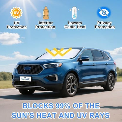 PIMCAR Windshield Sun Shade for 2015-2025 2026 Ford Edge SUV, Premium 310T Reflective Polyester, Foldable Heat Blocker-Beat Summer Heat & Keep Interior Cool - Image 3