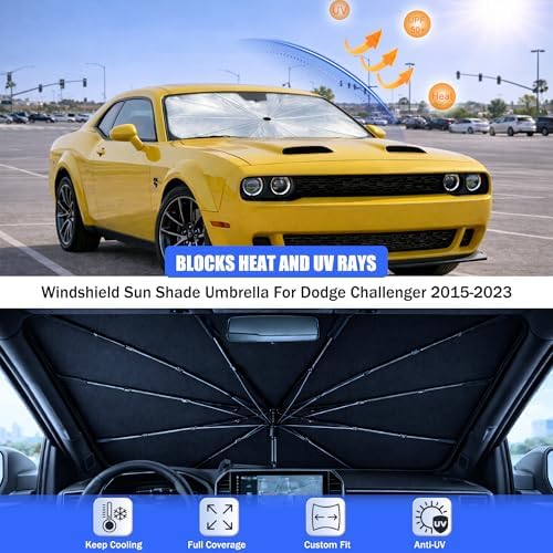 Car Windshield Sun Shade Umbrella for Dodge Challenger 2015-2023 - Image 3