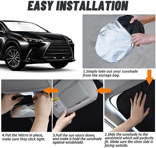 D-Lumina Windshield Sun Shade for 2022-2025 NX NX250 NX350 NX350h NX450h+ Accessories, Front Window Sunshade Sun Visor Protector Block UV Rays Heat, Foldable 2 Layers 210T Material - Image 5