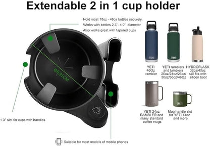 Cup Holder Expander, Adjustable Car Cup Holder for Car with Phone Holder, Automotive Cupholders for for Yeti, Hydro Flasks Bottle with Expandable Base, Cars Cupholder Insert - Image 6