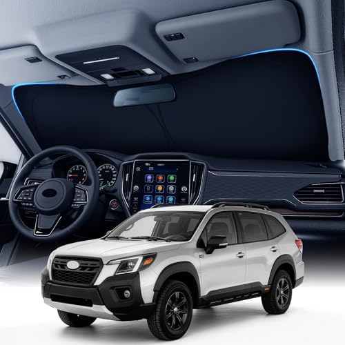 Zanch Windshield Sun Shade for Subaru Forester 2019-2026, 7-Layer UV & Heat Protection, 100% Light Blocking, 3D Scanned Custom Fit, Interior Protection, Keeps Cabin Cooler, Foldable SUV Accessories by Zanch