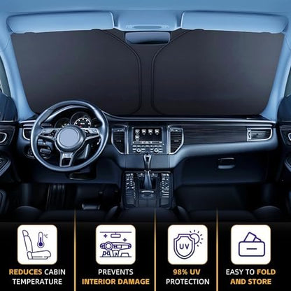 for Kia Forte Windshield Sun Shade 2019-2024 2025 Sunshade Front Window Shade Custom Fit Forte Accessories Sun Visor Foldable Shade Blocks UV Rays Accessories - Image 6