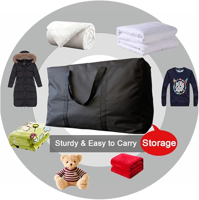 Extra Large Moving Bags with Strong Zippers & Carrying Handles, Storage Bags Storage Totes for Clothes, Moving Supplies, Space Saving Oversized Storage Bag Organizer for Moving, Traveling (2 Pack) - Image 6