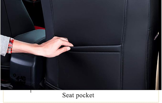 EKR Car Seat Covers for Toyota Camry 2012-2017 (Gas),Full Set | Custom Fit for Toyota Camry L/LE/XLE 2012-2017,Factory-Style Upgrade,Easy-Wipe Protection-Faux Leather(Black with Red Trim) - Image 4