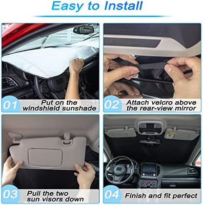 Foldable Front Window Windshield Sunshade Compatible with 2019-2026 Chevy Silverado/GMC Sierra 1500, 2020-2026 Chevy Silverado/GMC Sierra 2500/3500 HD Accessories Sun Heat UV Rays Protection - Image 5