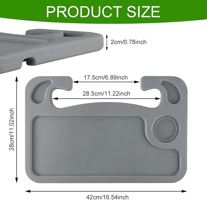 Car Steering Wheel Desk, Portable Car Tray, Durable Multi-Functional Travel Workstation with Cup Holder, Car Essentials Portable Laptop Tray & Eating Table for Most Vehicles Road Trip (Grey) - Image 2
