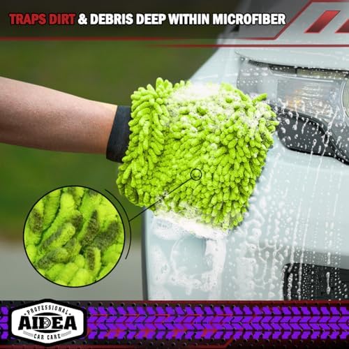 AIDEA Car Wash Mitt Microfiber, 1PK, Car Wash Brush, Green, 7.12''X10.14'' - Image 5