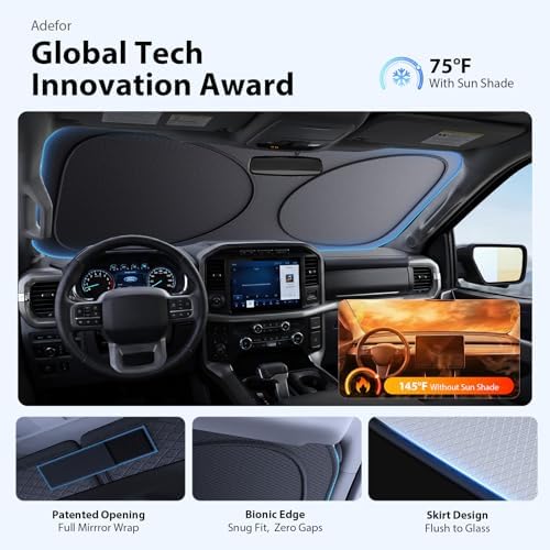 2026 Upgraded Windshield Sun Shade for Chevrolet Silverado 1500 [Precision Custom Fit, Superior UV & Heat Block] Cooling Tech Fabric, Durable Foldable with Storage Bag, Fits 2000-2026 - Image 3