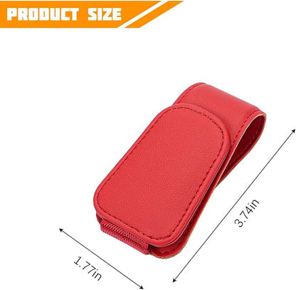 Sunglasses Holder for Car Visor, Microfiber Leather Magnetic Sun Visor Eyeglasses Hanger & Ticket Card Clip, Multi-Function Automotive Interior Glasses Mount, Universal Fit (Red) - Image 2