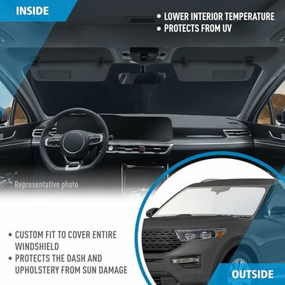 CLIM ART Windshield Sun Shade for Ford Explorer 2020-2026, Custom-Fit Foldable Car Sunshade, Vehicle Sun Protector, Front Auto Windshield Cover, Car Accessories - WS5021 - Image 5