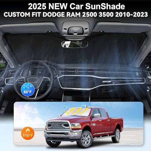 Windshield Sun Shade for 2010-2026 Dodge RAM 1500 2500 3500 Sun Visor - Image 4