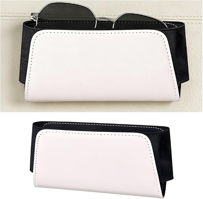 Car Seat Side Pocket Organizer, Leather Vehicle Seat Door Pouch Bag for Pen Phone Key, Automotive Console Card Sunglasses Holder Storage Bag, Universal for SUV Van Truck (Beige) by SWPHRT