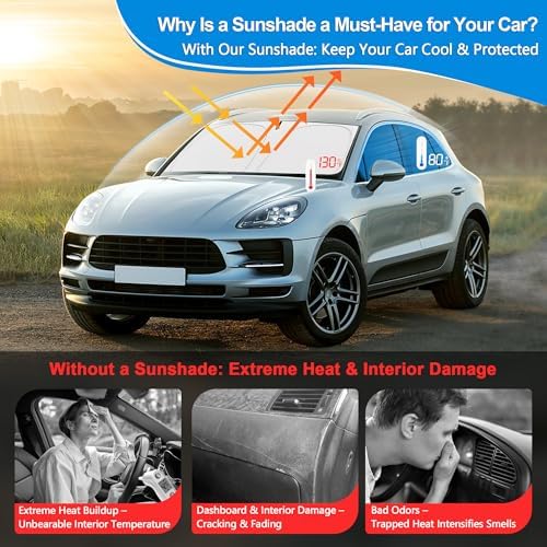 Windshield Sun Shade for 2016-2025 Chevy Malibu Accessories, Foldable Window Sunshade Sun Visor Protector, Front Windshield Sunshade Sun Shield Blocks UV Rays Heat - Image 4