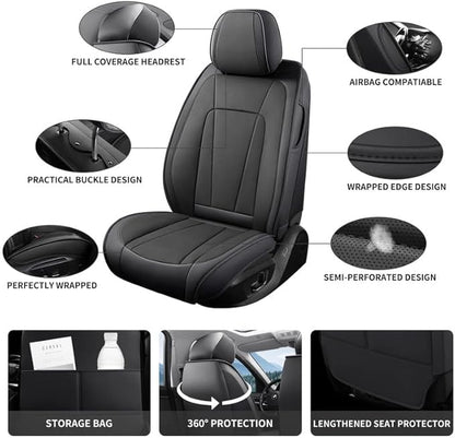 Front Seat Covers Custom Fit for Kia K5 2021-2026,Black | Luxury Faux Leather, Waterproof, Anti-Slip, Airbag Compatible, Breathable, Car Seat Protectors, 1 Row 2 Seats - Image 2