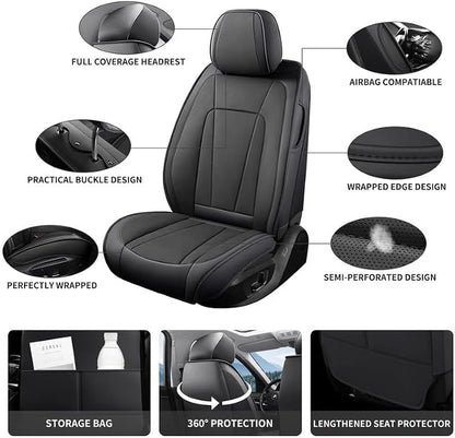 Front Seat Covers Custom Fit for Kia Soul 2009-2026,Black | Luxury Faux Leather, Waterproof, Anti-Slip, Airbag Compatible, Breathable, Car Seat Protectors, 1 Row 2 Seats - Image 2