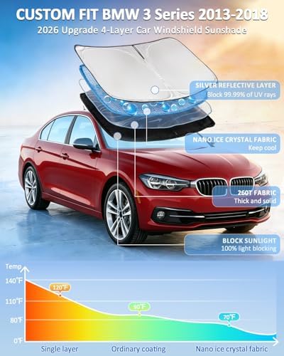 for BMW 3 Series320i 328d 330i 340i 330e 2013-2018 Windshield Sun Shade - Image 2