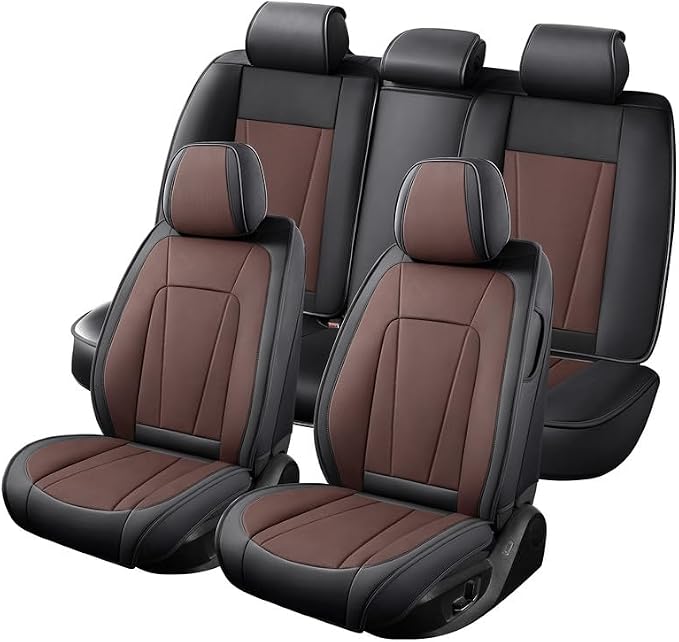 Car Seat Covers Full Set Custom Fit for Honda Civic 2000-2026 , Black&Brown | Premium Faux Leather, Waterproof, Anti-Slip, Airbag Compatible, Breathable, Car Seat Protectors, 2 Rows 5 Seats - Image 8