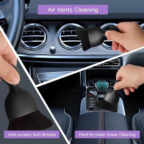 Qydipclin 10pcs Windshield Cleaning Tool Inside Car Window Cleaner Wash Kit with 4 Reusable Microfiber Pads 1 Spray Bottle and Extendable Handle Interior Auto Glass Wiper Kit, Purple - Image 7