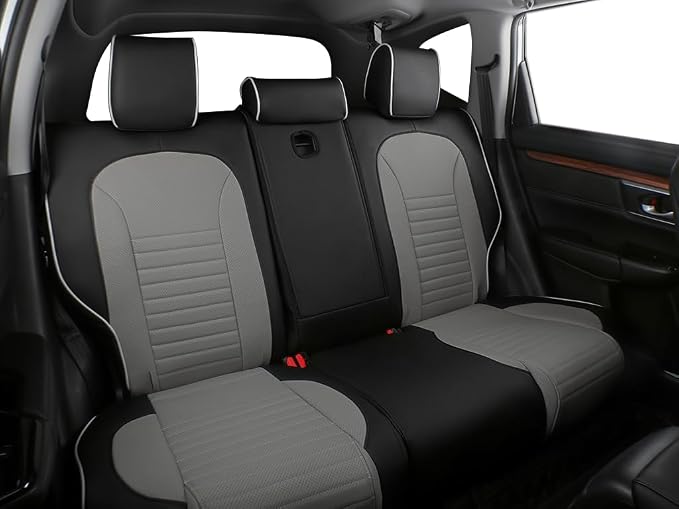 EKR Car Seat Covers for Honda CRV 2015-2016 Leatherette Full Set | Custom Fit for Honda CRV 2015 2016 Full Wrap,Airbag Compatible,Waterproof Pet-resistant,Faux Leather(Black/Gray) - Image 8