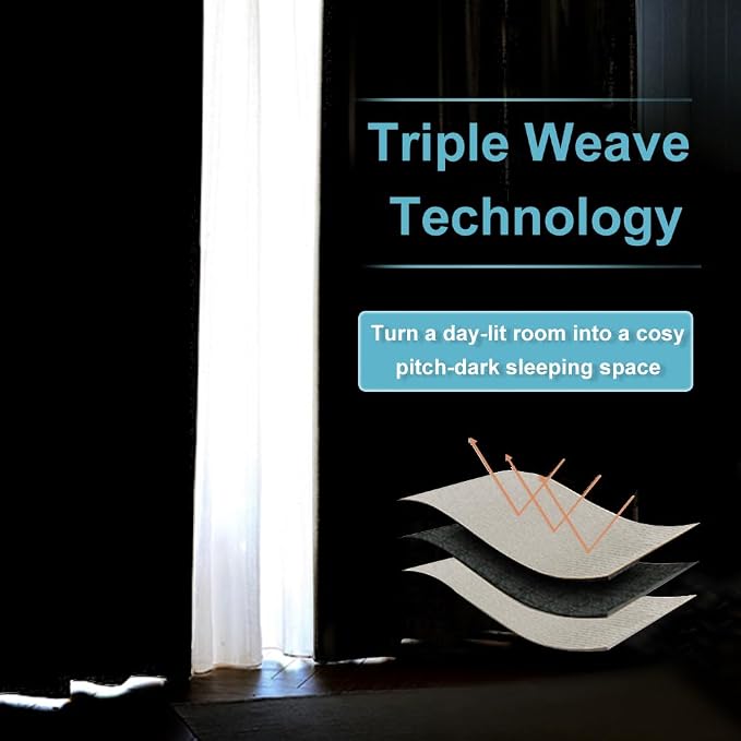 RYB HOME Half Curtain Tiers 36 inch Length, Rod Pocket | Short Blackout Curtains for Small Window,Thermal Insulated,Privacy Protection,Energy Efficient,W34 x L36,Natural,2 Panels - Image 7