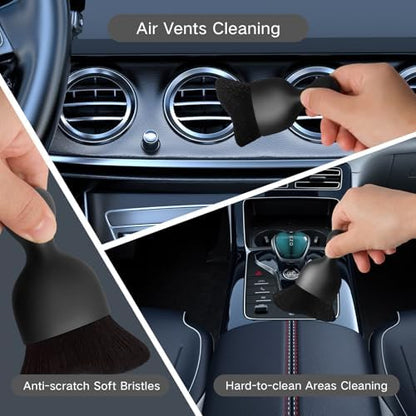 Qydipclin 10pcs Windshield Cleaning Tool Inside Car Window Cleaner Wash Kit with 4 Reusable Microfiber Pads 1 Spray Bottle and Extendable Handle Interior Auto Glass Wiper Kit, Blue&Gray - Image 7