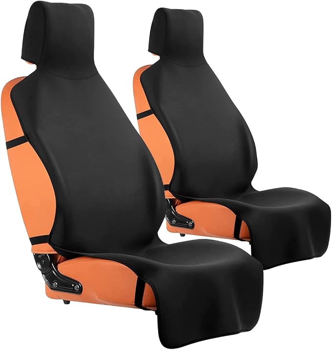 seceles Sweat Seat Covers for Cars Neoprene Waterproof Seat Cover Anti-Slip Buckles Seat Protectors for Vehicles Trunks SUV Towel Car Seat Covers Front Seats Only for Dogs Cats Kids 2PCS by SECELES