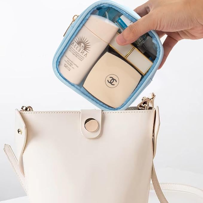 LETGO Small Clear Makeup Bag for Purse Small Cosmetic Bag Travel Size Toiletry Bags Cute Travel Makeup Bag,Coin Purse,Car Asscessories Organizer Storage Travel Essentials for Women Girls(Clear-Blue) - Image 3
