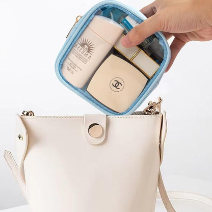 LETGO Small Clear Makeup Bag for Purse Small Cosmetic Bag Travel Size Toiletry Bags Cute Travel Makeup Bag,Coin Purse,Car Asscessories Organizer Storage Travel Essentials for Women Girls(Clear-Blue) - Image 3