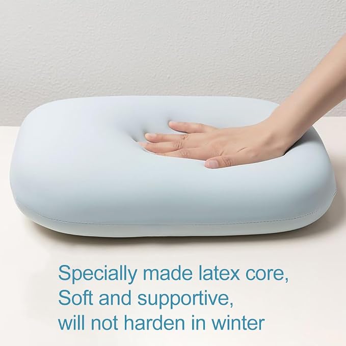 Lumbar Support Pillow Summer Soft Latex Lower Back Cushion for Car Seat | Work From Home Essentials, Cooling Slim Nap Pillow, Chair Recliner Waist Relief, Memory Foam Office Accessories, Light Blue - Image 5